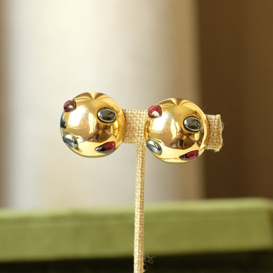 Vintage Designer Round Earrings 1990s
