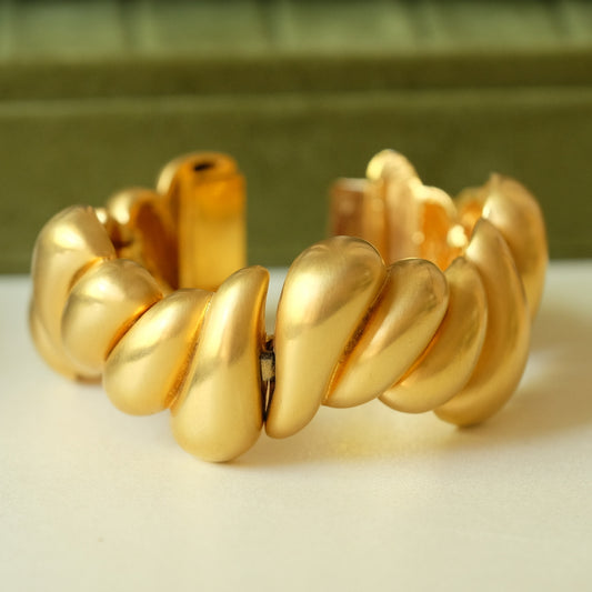 Les Bernard Matte Gold Tone Bracelet 1980s