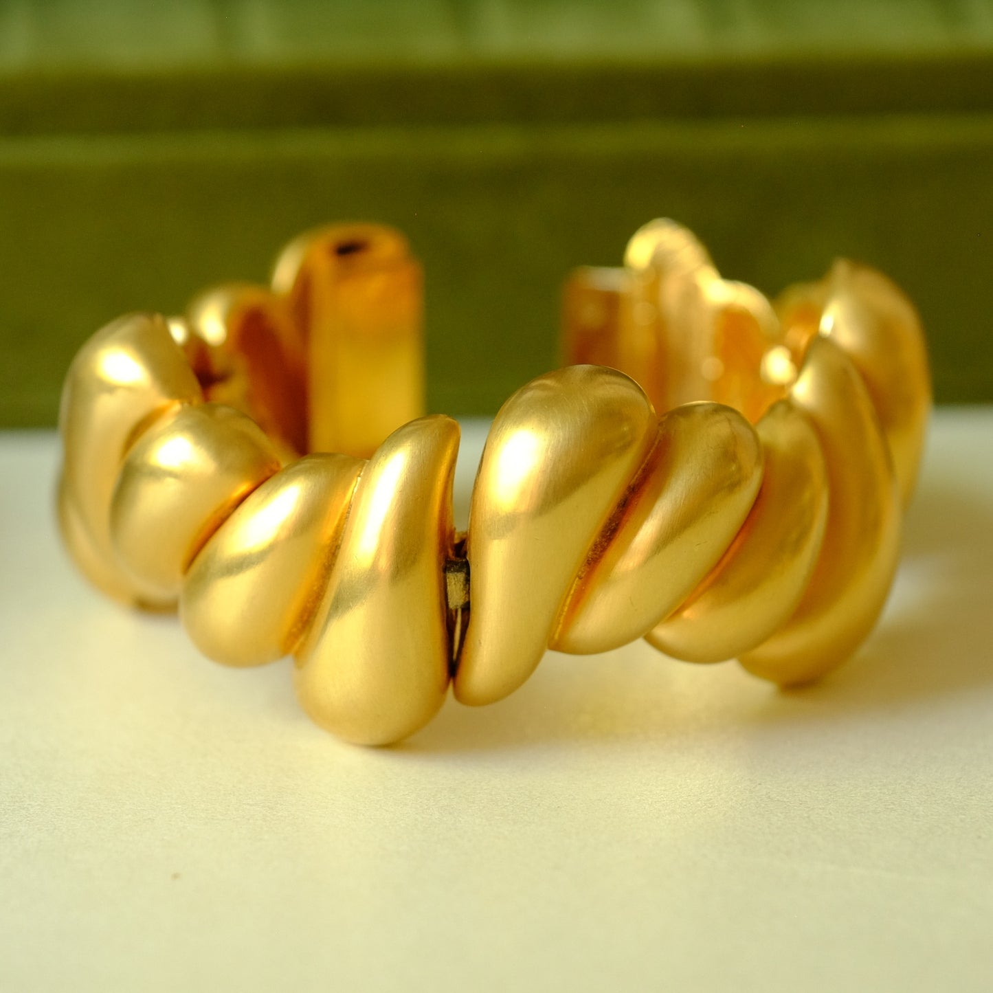 Les Bernard Matte Gold Tone Bracelet 1980s