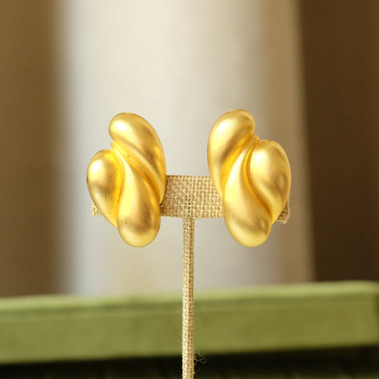 Les Bernard Matte Gold Earrings 1980s