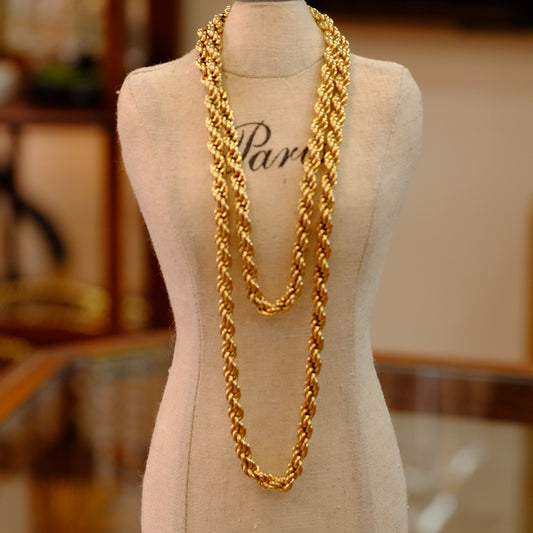 Twisted Gold Filled Chain Long Necklace