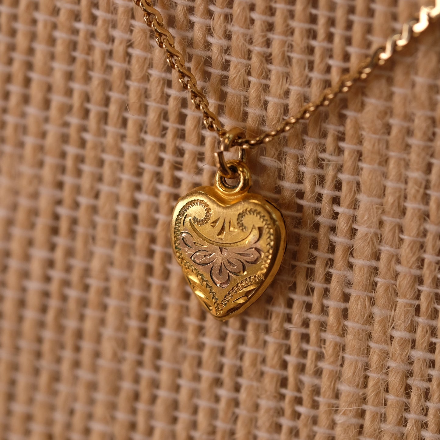 Victorian Gold Filled Tiny Heart Locket on Chain