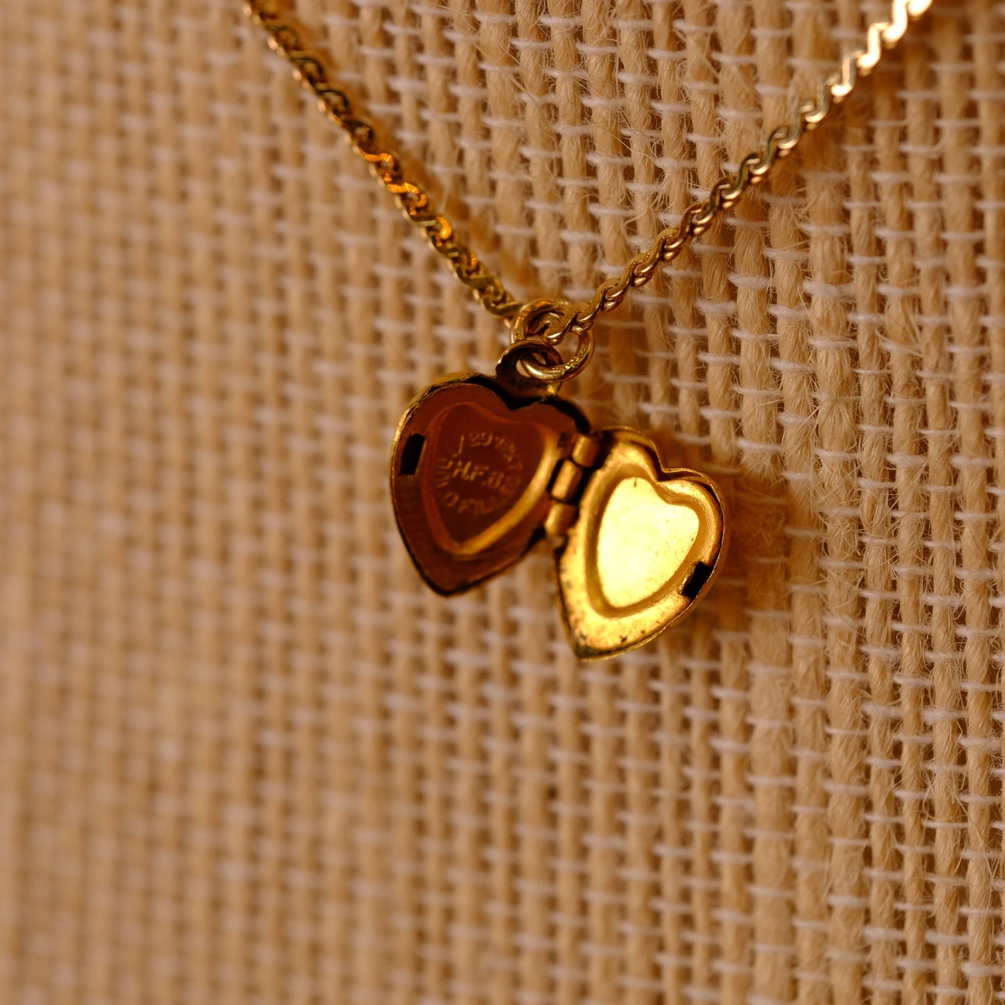 Victorian Gold Filled Tiny Heart Locket on Chain