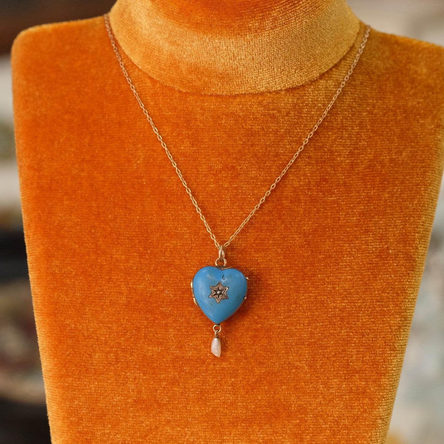 Early Victorian Gold Filled Heart Locket with 14k Gold Chain