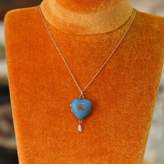 Early Victorian Gold Filled Heart Locket with 14k Gold Chain