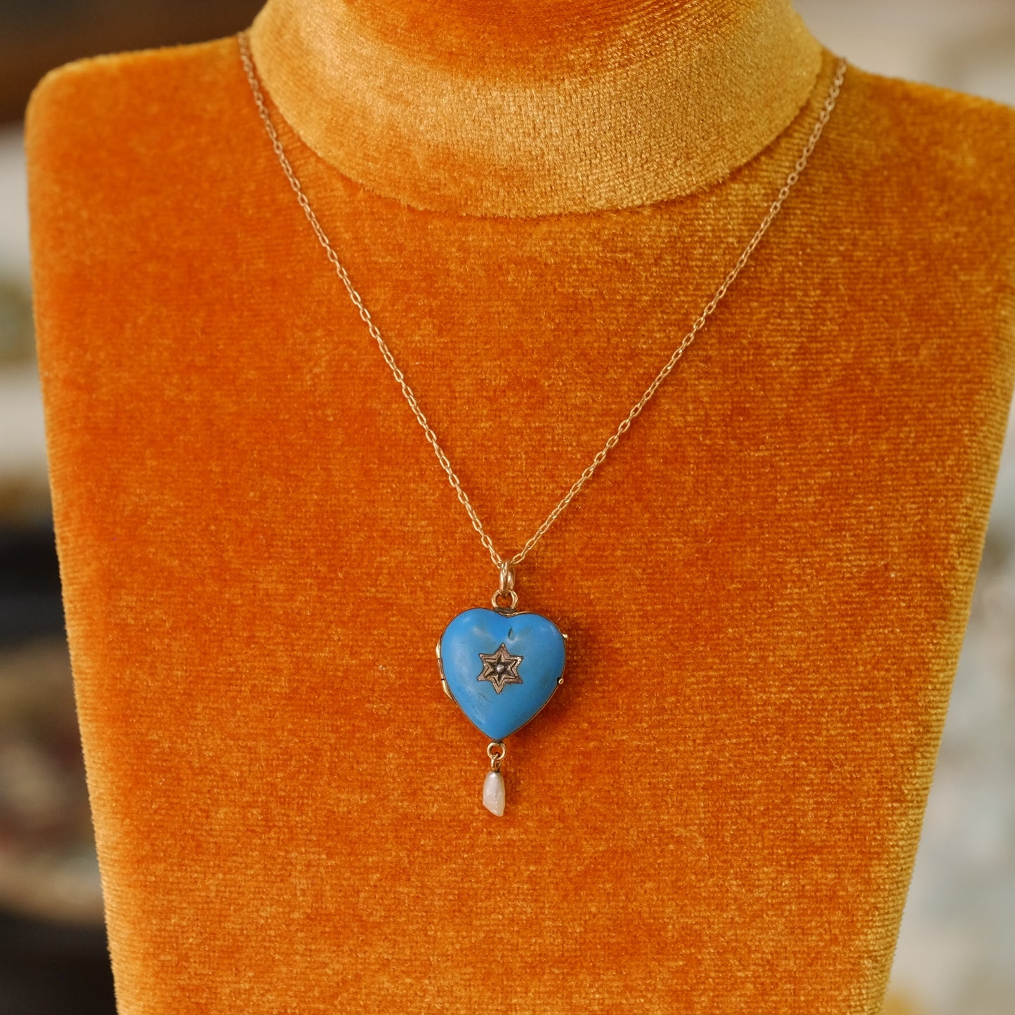 Early Victorian Gold Filled Heart Locket with 14k Gold Chain