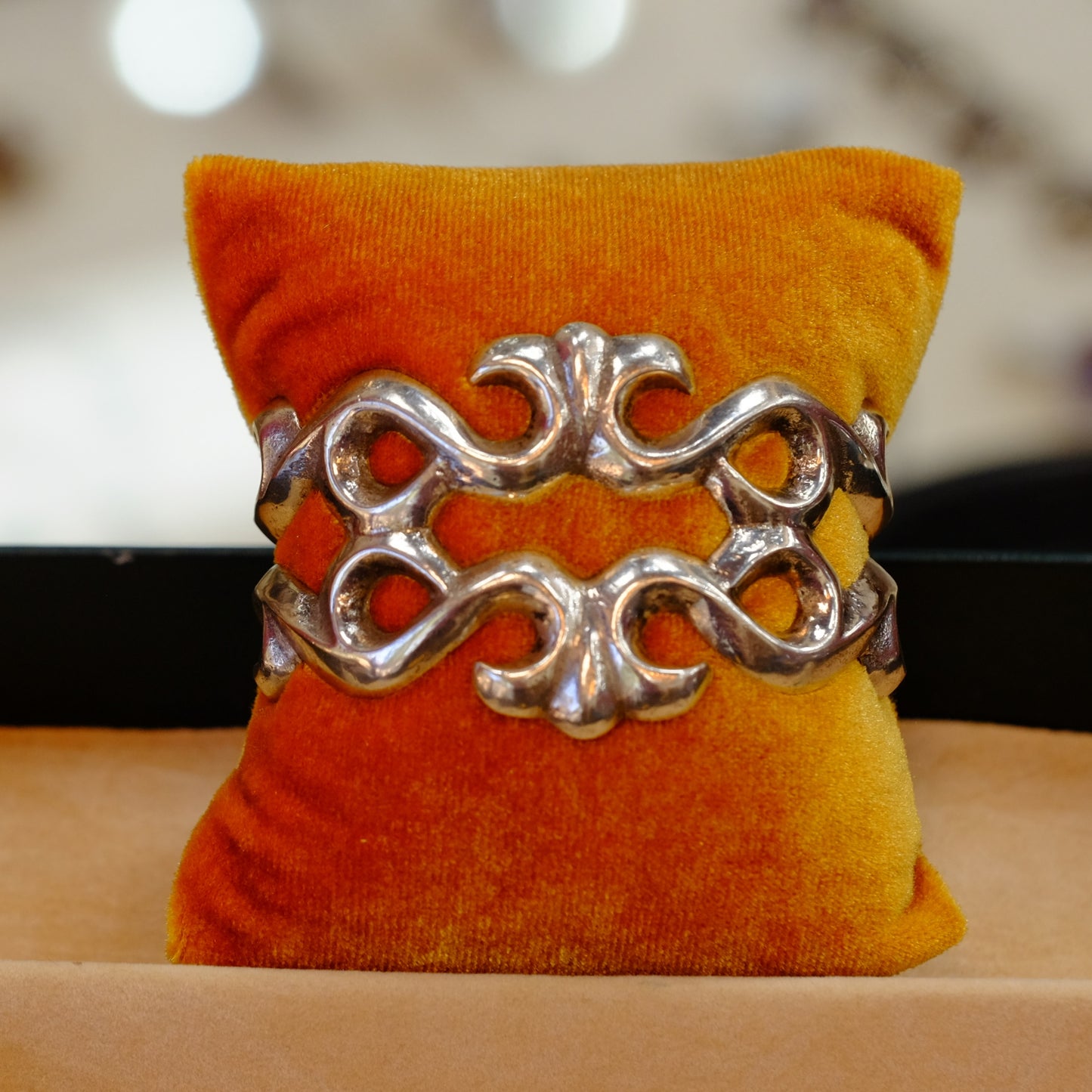 Sterling Silver Damask Pattern Bracelet Cuff