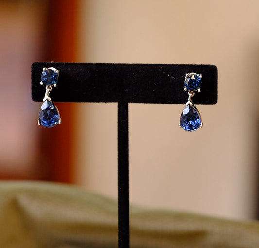 Trifari Faux Sapphire Earrings
