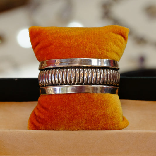 Sterling Silver Cuff with Striping