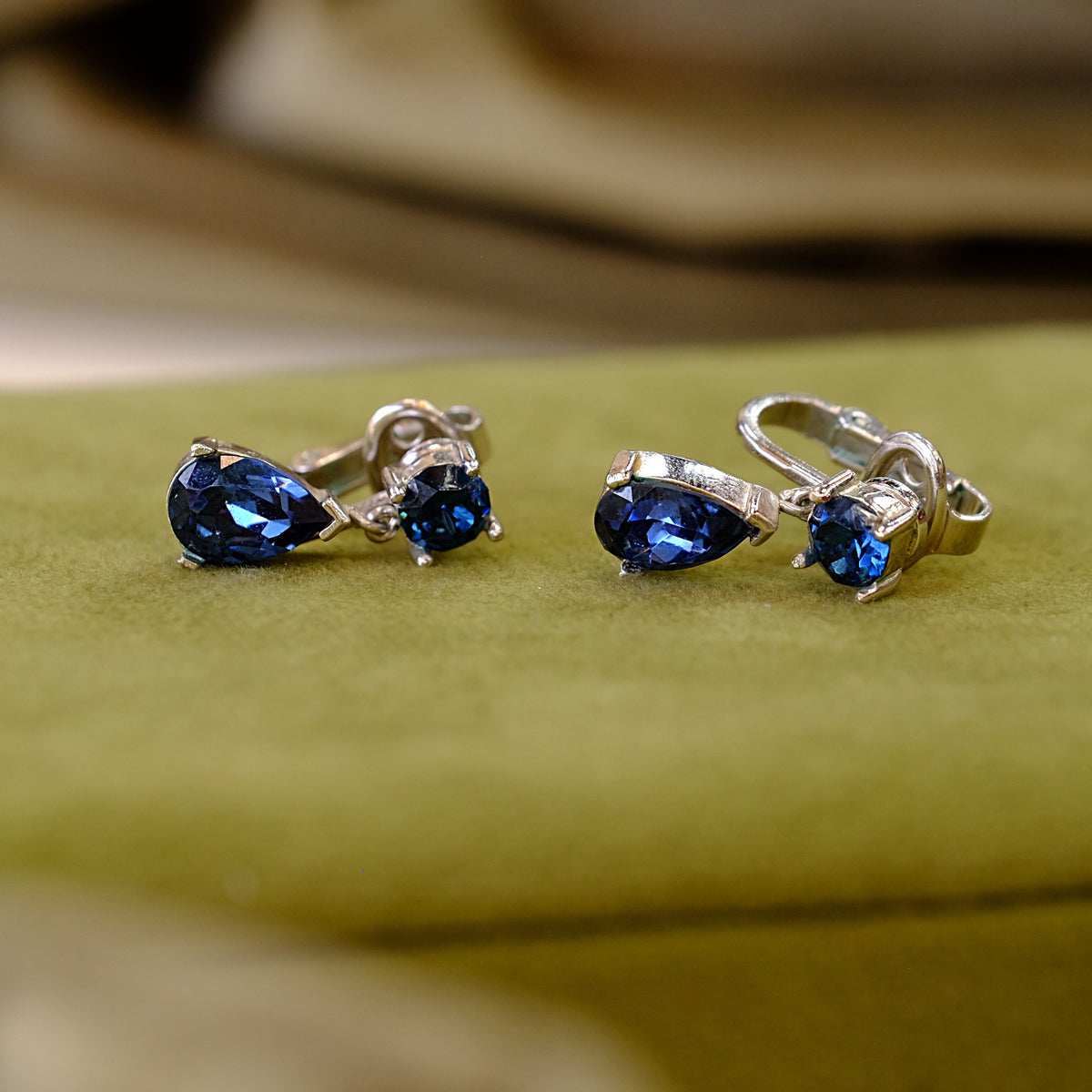Trifari Faux Sapphire Earrings