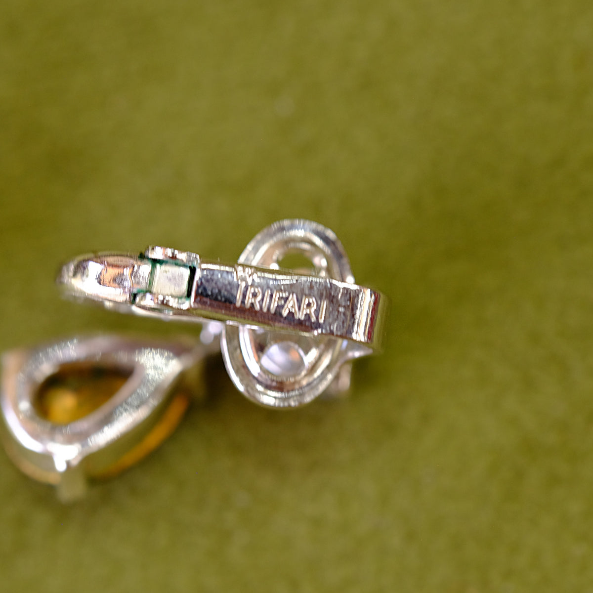 Trifari Faux Sapphire Earrings