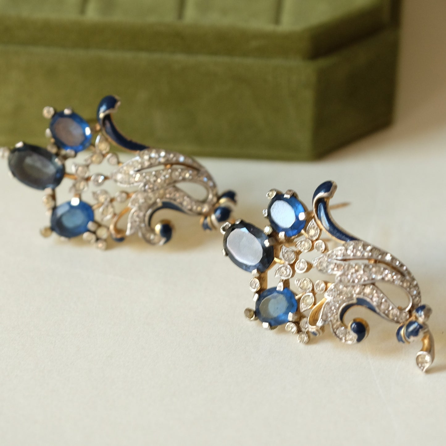 Vintage Trifari Alfred Philippe Princess Eugene Double Blue Fur Clips 1940s