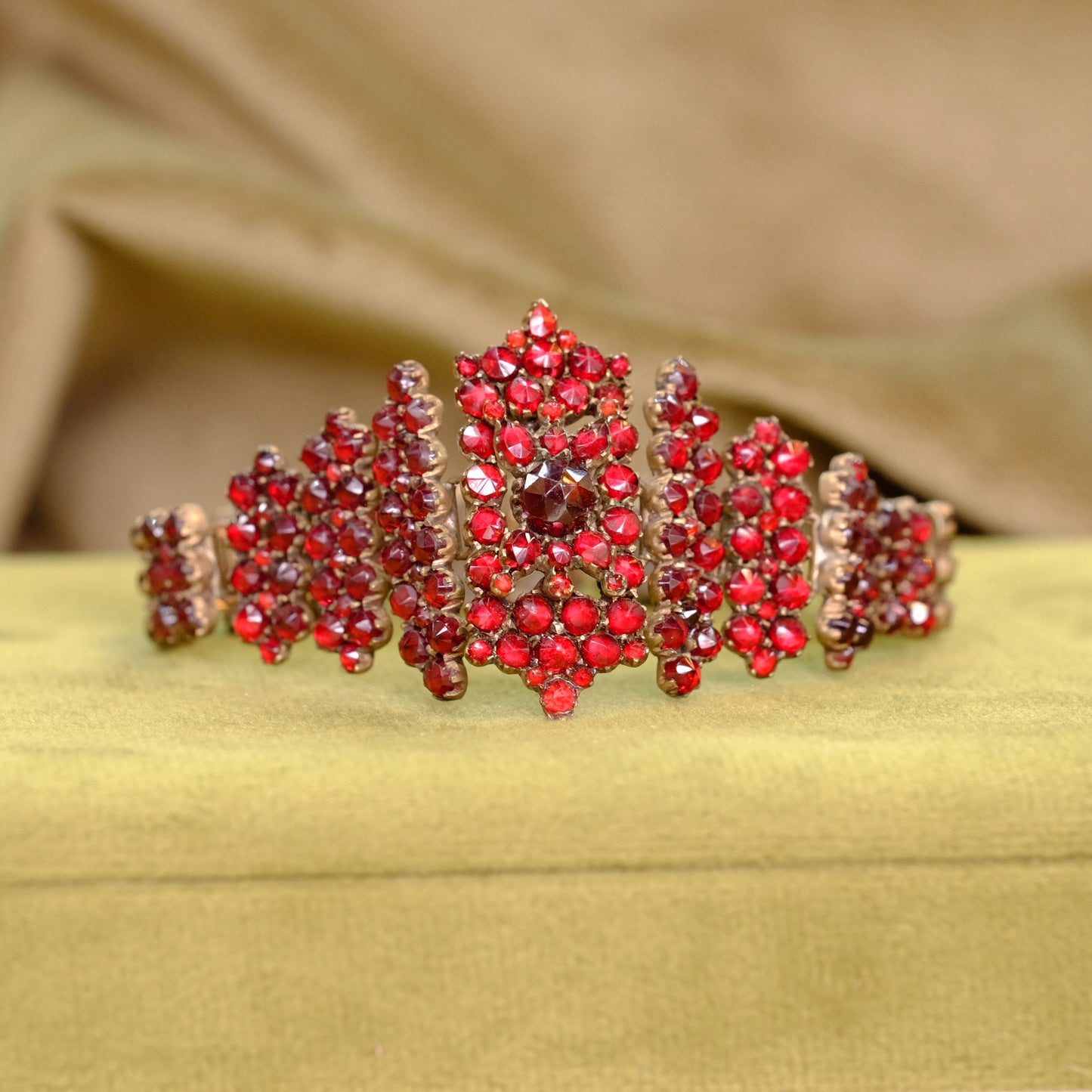 Victorian Garnet Cluster Link Bracelet