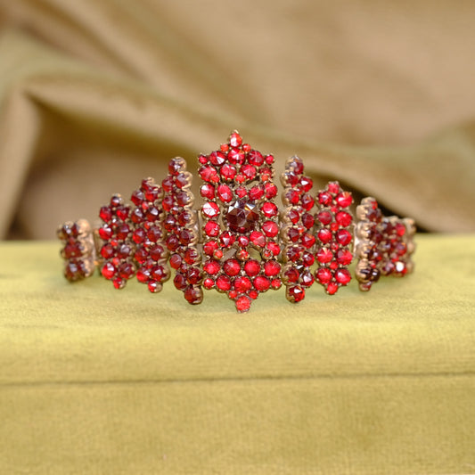 Victorian Garnet Cluster Link Bracelet