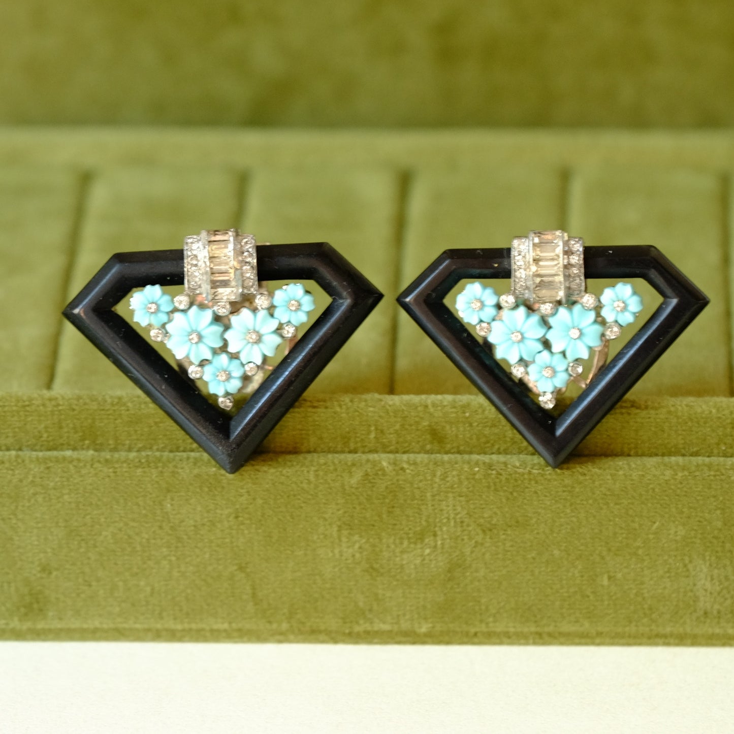 Vintage Early Trifari Art Deco Dress Clips 1930s
