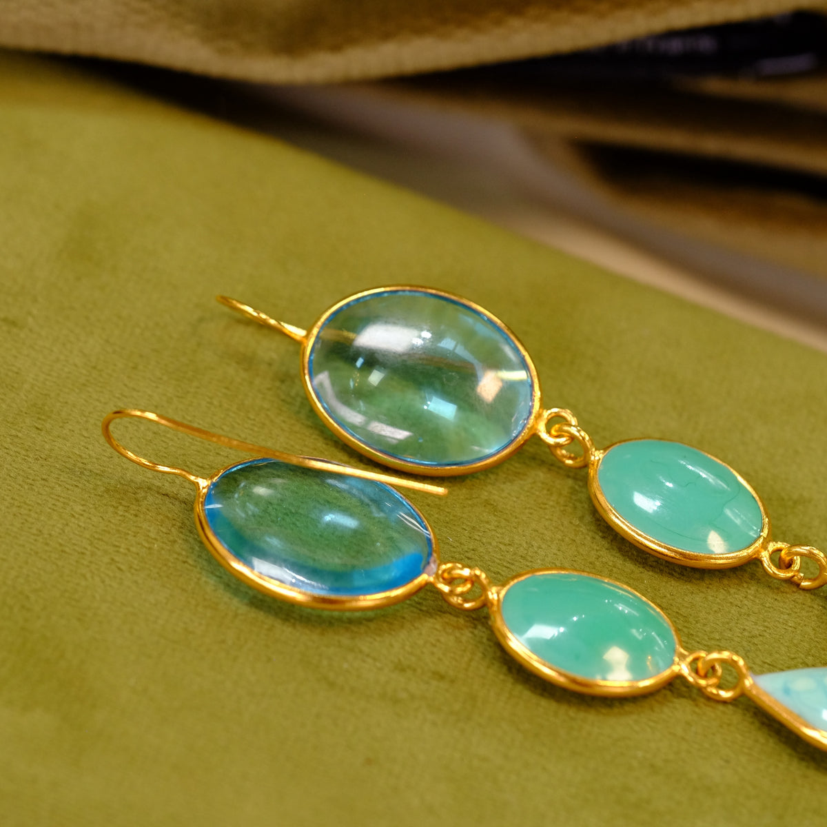 Louise Blue Drop Pierced Earrings