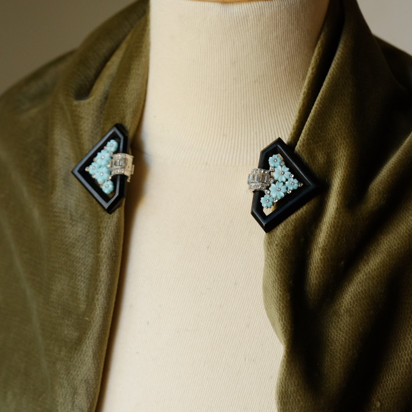 Vintage Early Trifari Art Deco Dress Clips 1930s