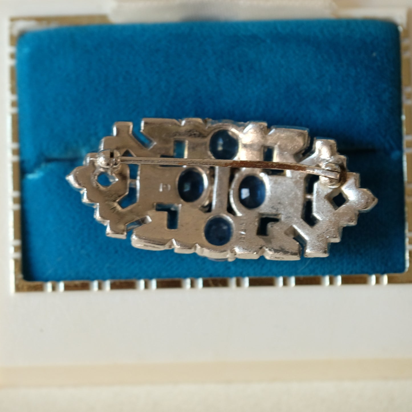 Vintage Trifari Art Deco Aqua Brooch