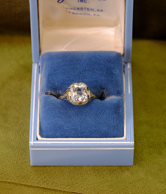 18K Aquamarine Ring with Filigree