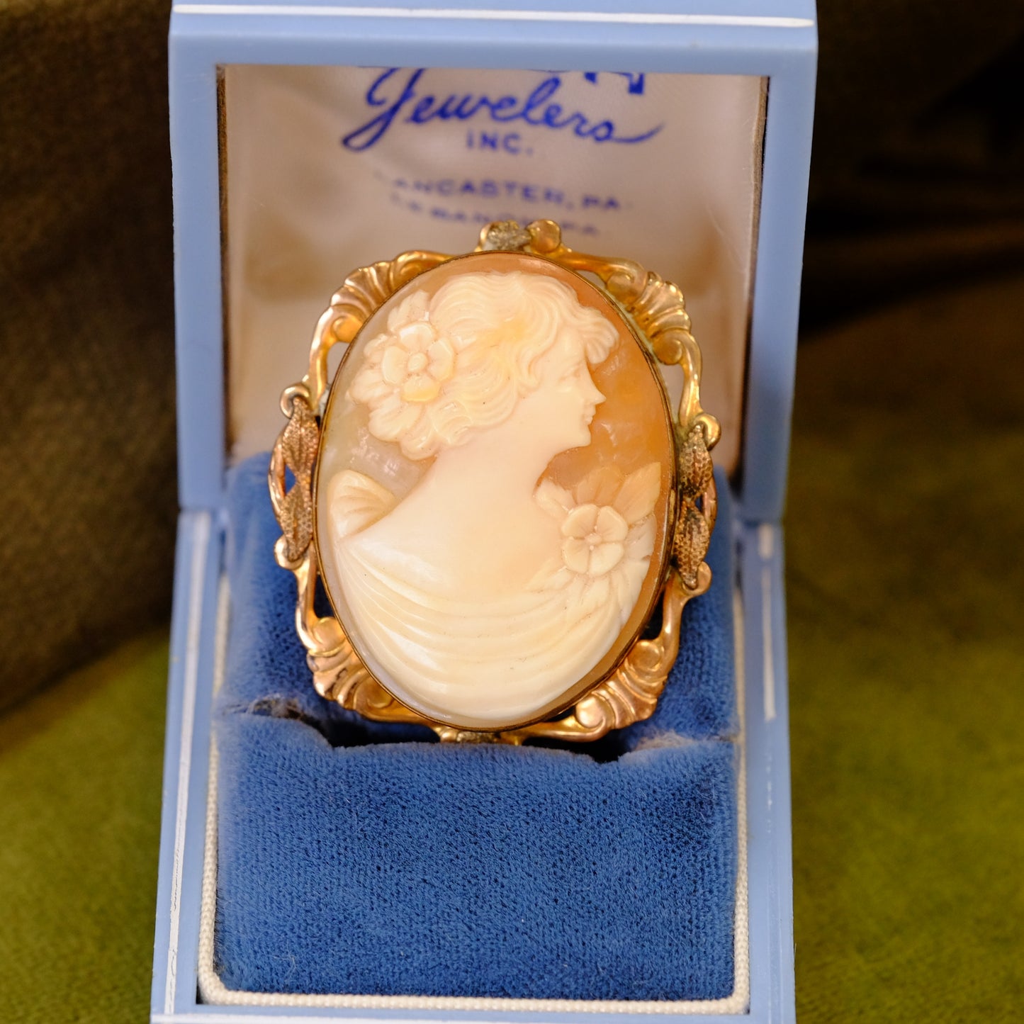 Shell Cameo with Gold Embossed Metal, c.1900