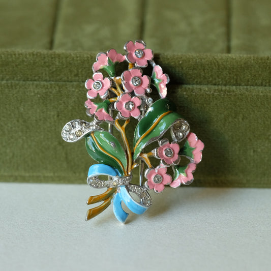 Vintage Trifari Pink Bouquet Fur Clip 1940s