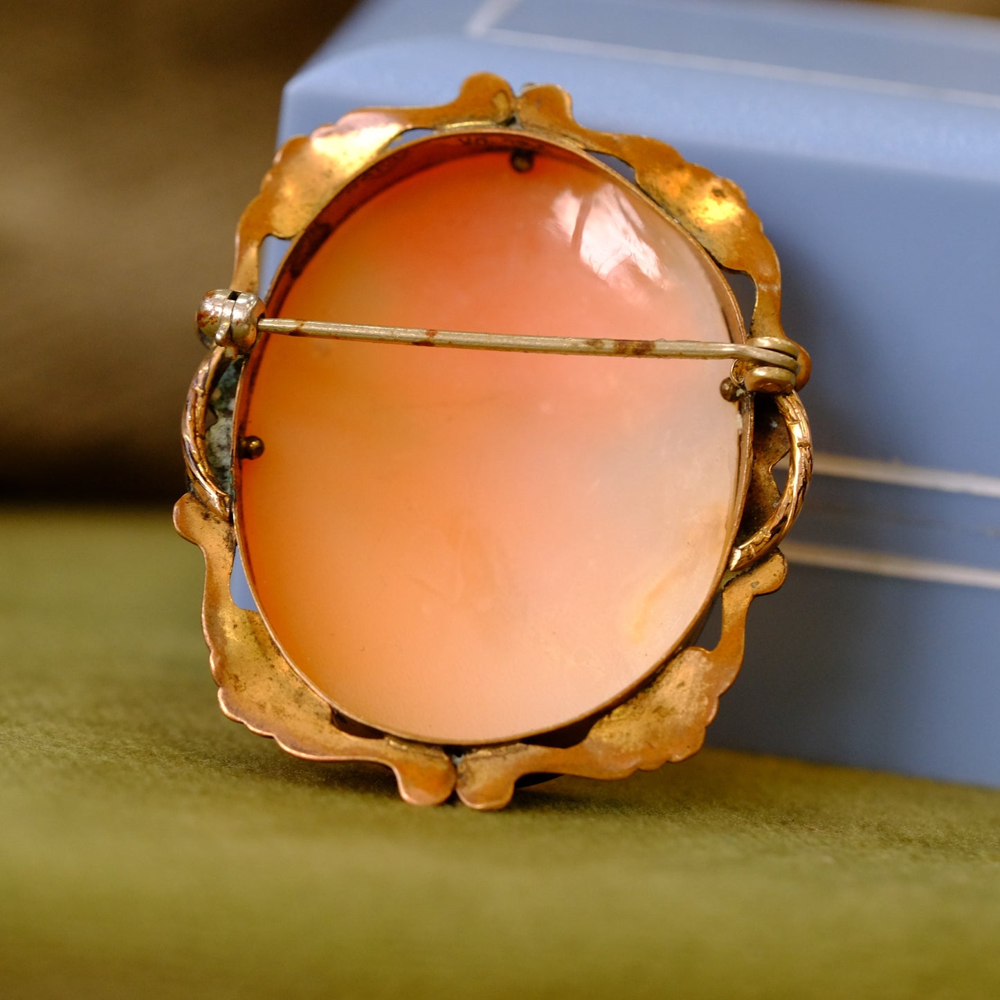 Shell Cameo with Gold Embossed Metal, c.1900