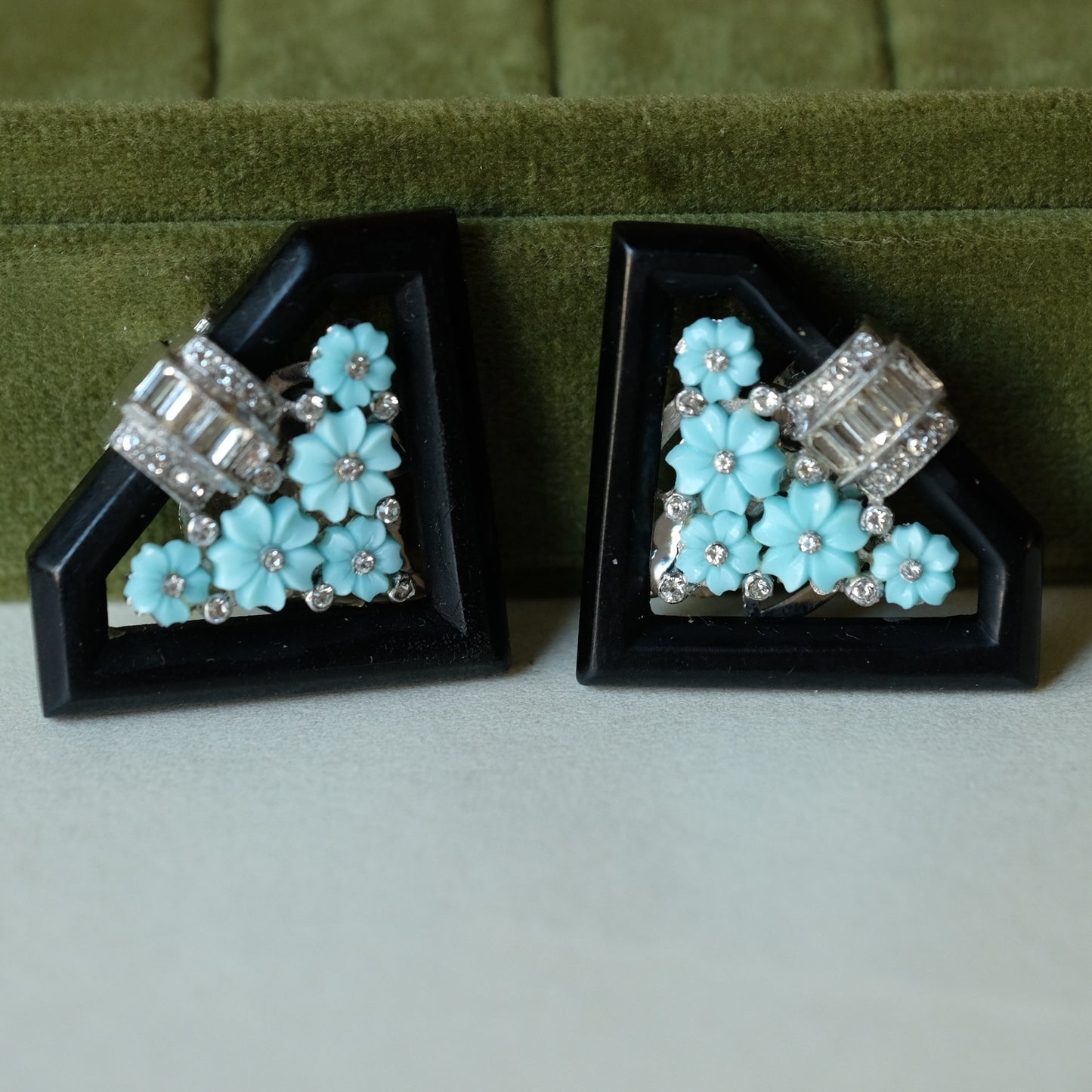 Vintage Early Trifari Art Deco Dress Clips 1930s