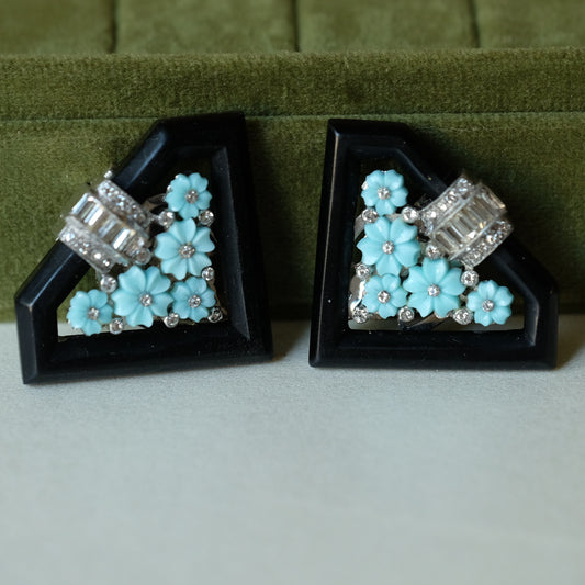 Vintage Early Trifari Art Deco Dress Clips 1930s
