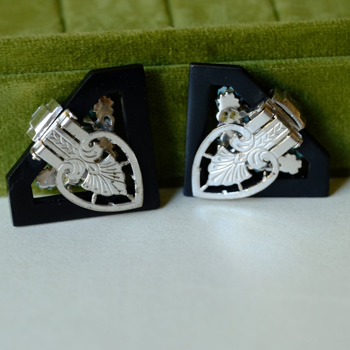 Vintage Early Trifari Art Deco Dress Clips 1930s
