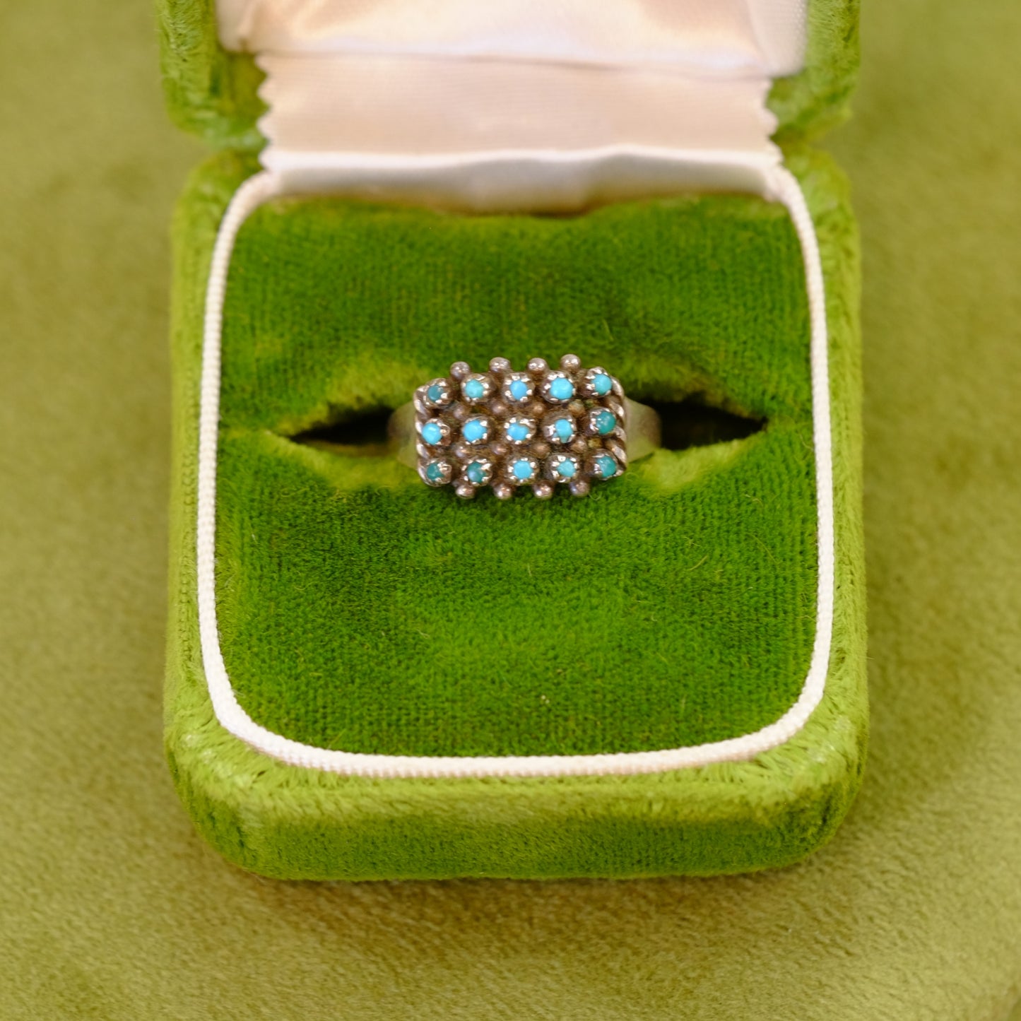 Silver Ring with Seed Turquoise Stones