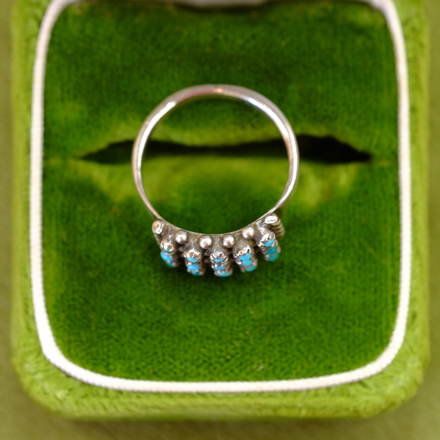 Silver Ring with Seed Turquoise Stones