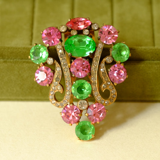 Eisenberg Original Lime and Pink Dress Clip 1940s
