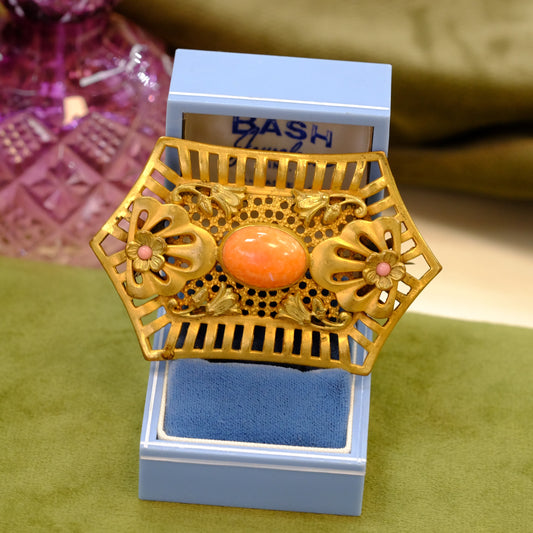 Edwardian Sash Pin with Faux Coral