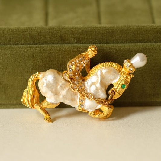Kenneth Jay Lane Laguna Horse Rider Brooch