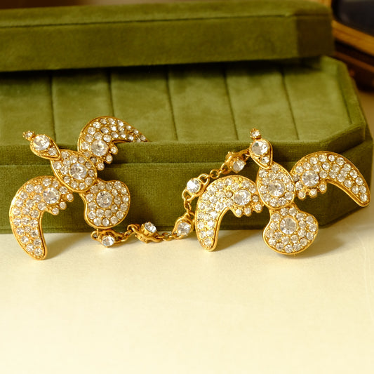 Chatelaine Pair Birds Brooch 1990s