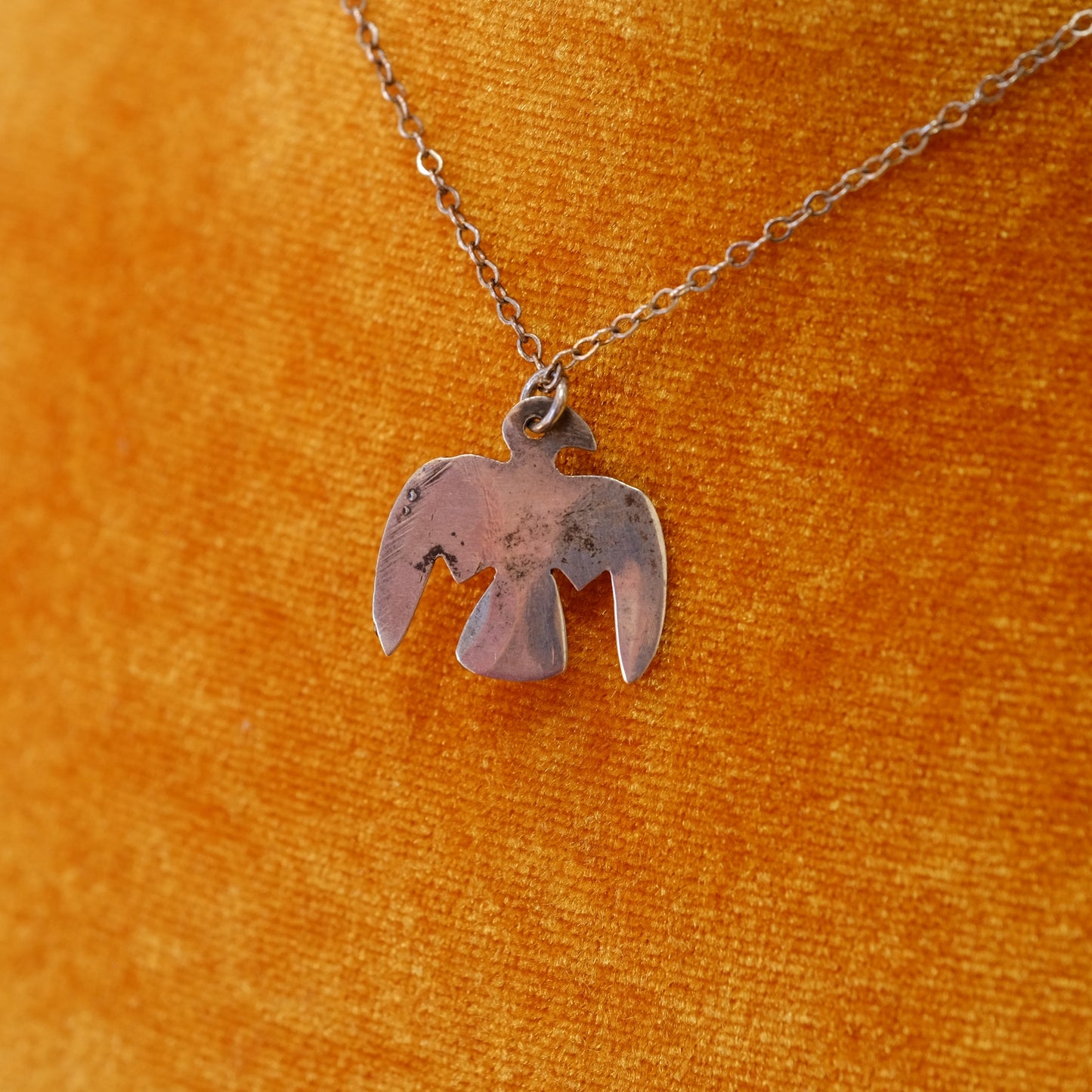 Vintage Silver Eagle Pendant with Turquoise on Chain