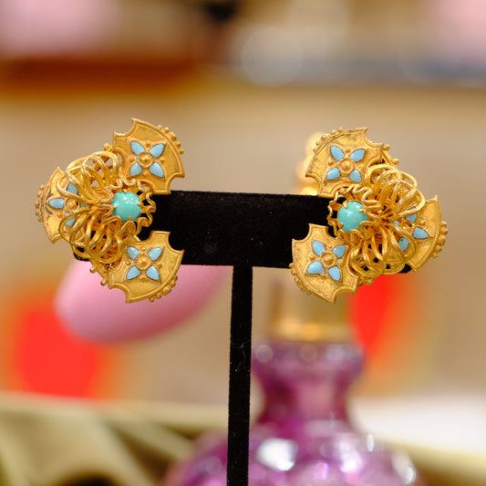 Rare Miriam Haskell Etruscan Earrings