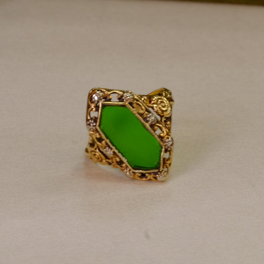 14K Victrorian Chrysophase Ring