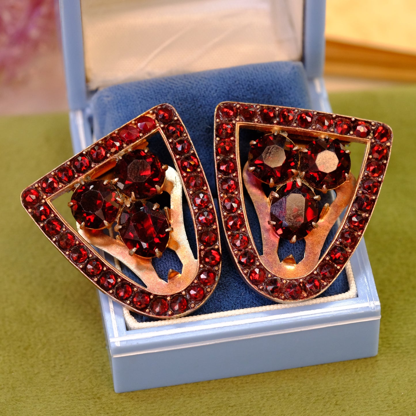 Faux Garnet Dress Clips 1930s