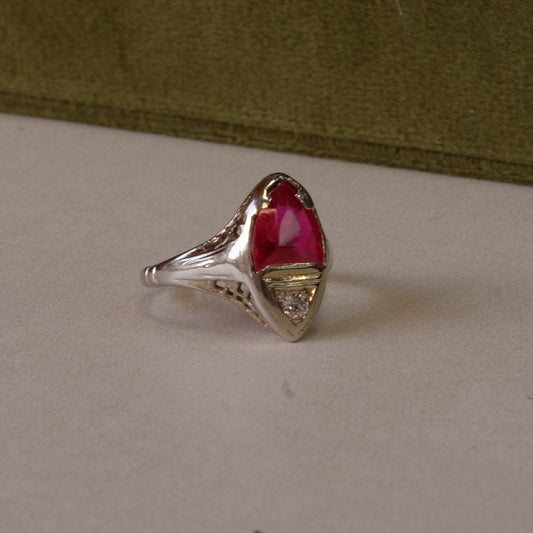 Art Deco 14k Gold Diamond Ruby