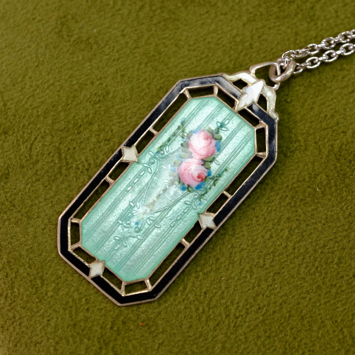 Sterling Enamel Flower Pendant