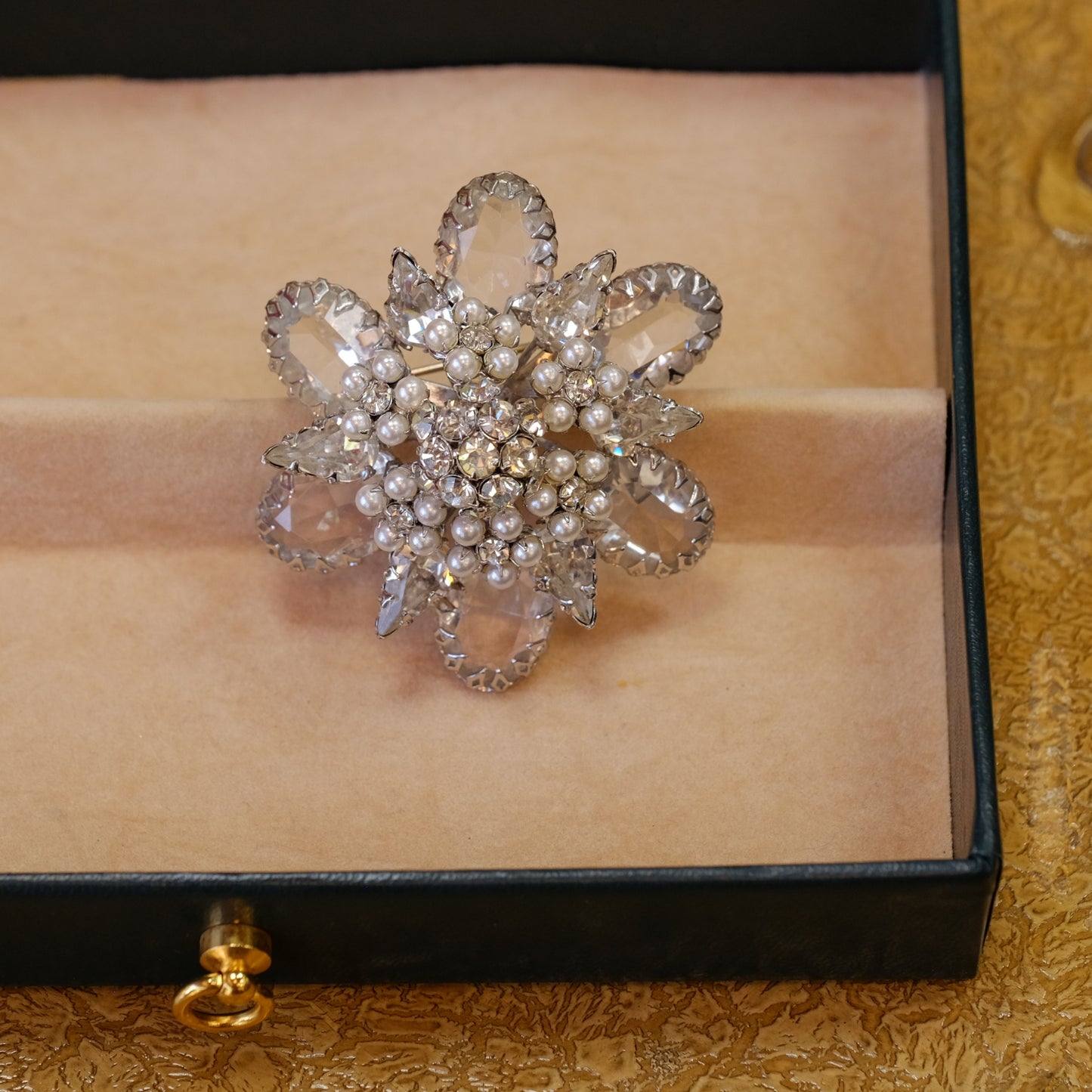 Vintage Schreiner Dimensional Flower Brooch 1960s