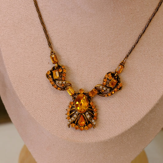 Hollycraft Amber Glass Set 1950s