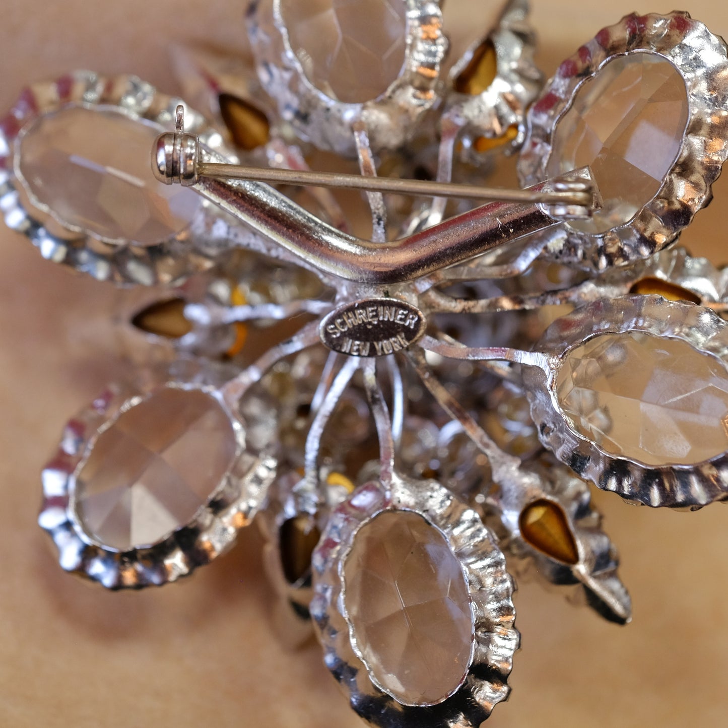 Vintage Schreiner Dimensional Flower Brooch 1960s