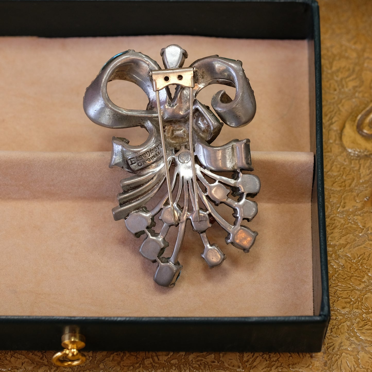 Eisenberg Originals Blue Rhinestone Fur Clip 1940s