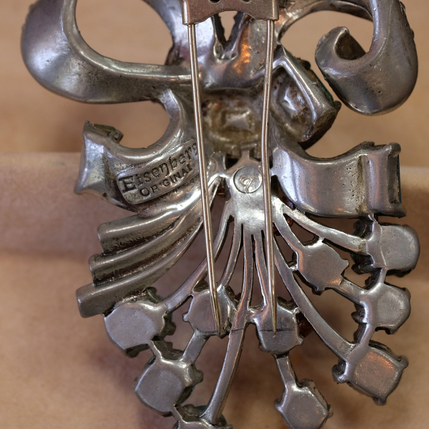 Eisenberg Originals Blue Rhinestone Fur Clip 1940s