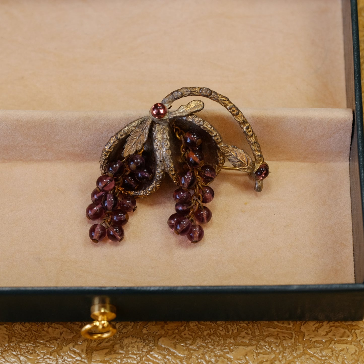 Victorian Nouveau Pin with Purple Glass Beads
