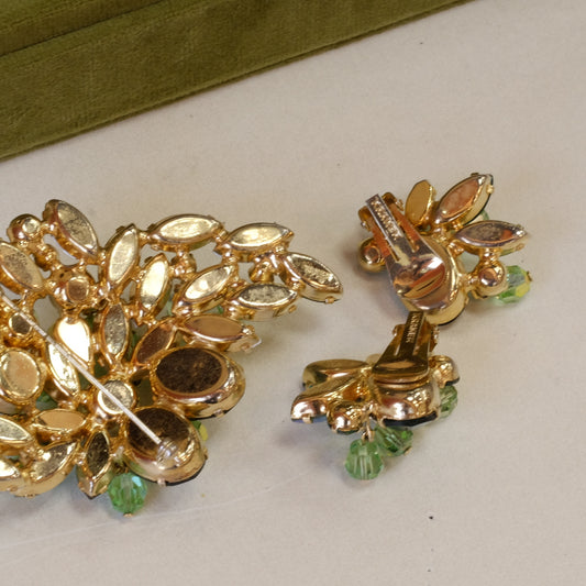 Kramer Brooch and Earrings Dangle Set 1950s