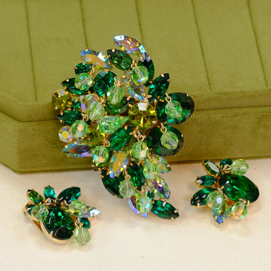 Kramer Brooch and Earrings Dangle Set 1950s