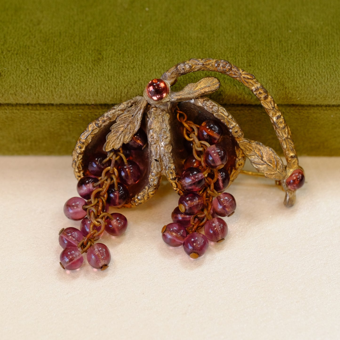 Victorian Nouveau Pin with Purple Glass Beads